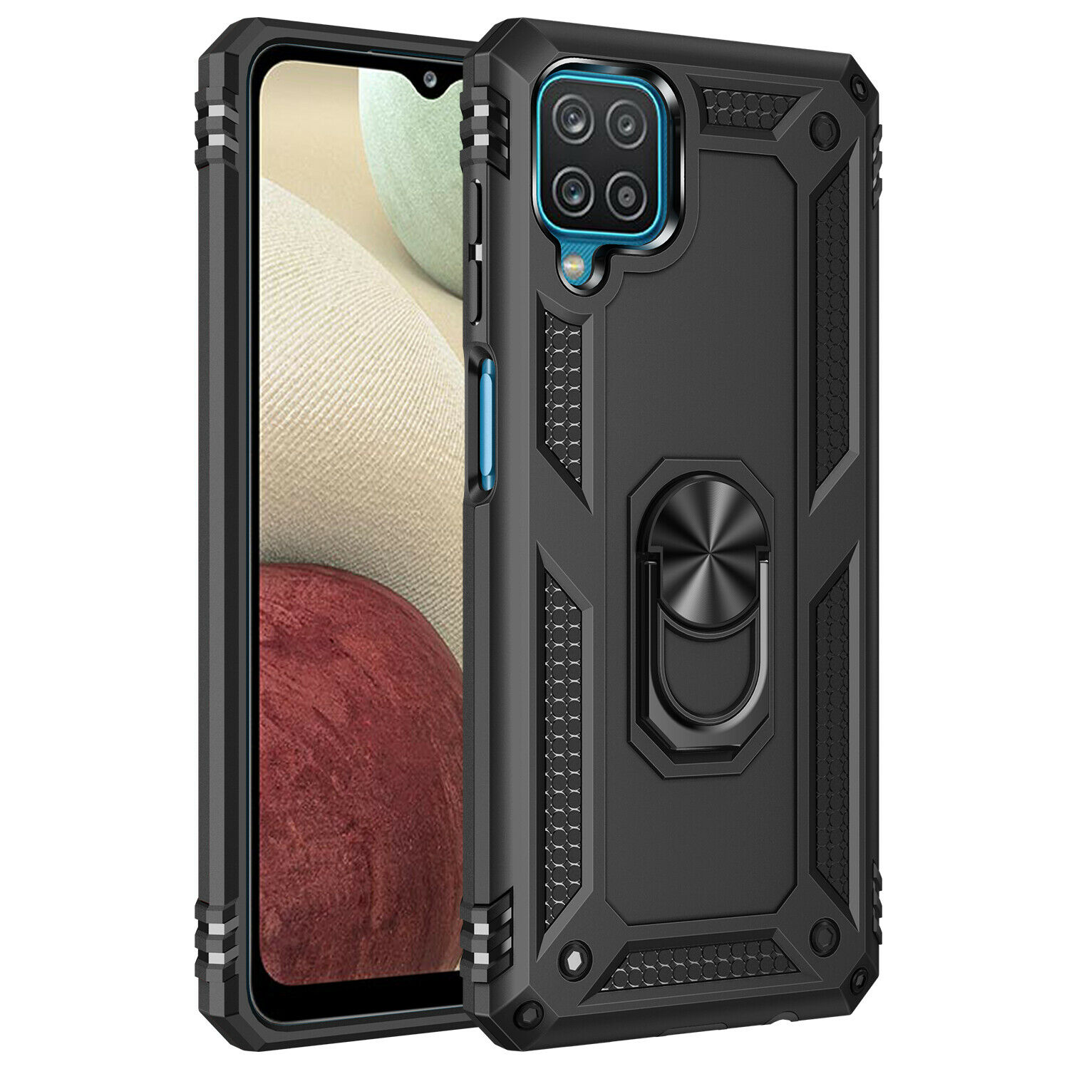 Protectores para celular  para Samsung  A12 / M12 Funda reforzada con anillo v2 Negro